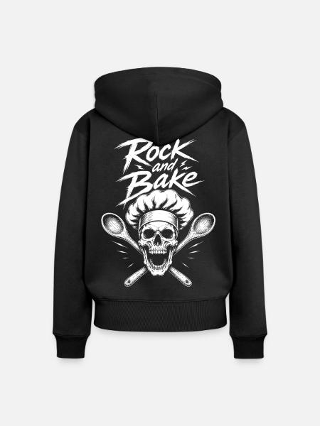 Rock and Bake Schädel Motiv - Frauen Premium Bio Zip Hoodie - Schwarz