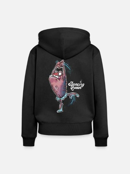 Dancing Queen Monster im Tutu - Frauen Premium Bio Zip Hoodie - Schwarz