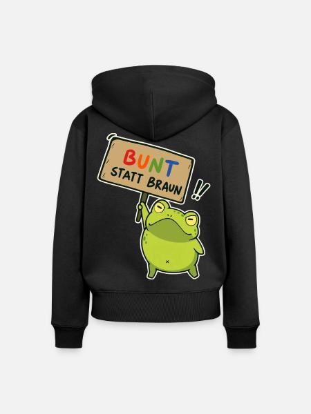 Bunter Demo-Frosch - Frauen Premium Bio Zip Hoodie - Schwarz