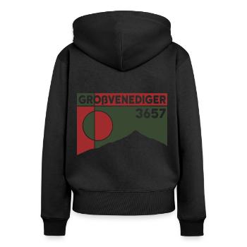 Großvenediger Finisher Bergtour Hochtour Andenken - Frauen Premium Bio Zip Hoodie - Schwarz - Hinten - Julia (174cm)