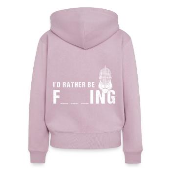 Fechtsport Lustiger Spruch für einen Fechter - Frauen Premium Bio Zip Hoodie - Altrosa - Hinten - Julia (174cm)