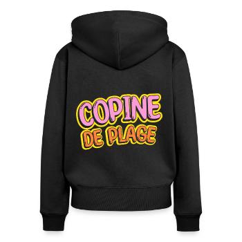 Copine de plage - Sweat à capuche zippé Premium bio Femme - noir - Dos - Julia (174cm)