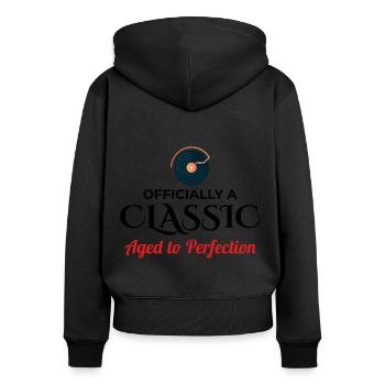 50. Geburtstag Klassische Vinyl-Schallplatte Vintage - Frauen Premium Bio Zip Hoodie - Schwarz - Hinten - Julia (174cm)