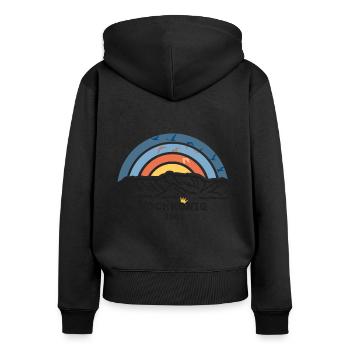Hochkönig Berg Höhe Klettersteig Wandern Finisher - Frauen Premium Bio Zip Hoodie - Schwarz - Hinten - Julia (174cm)