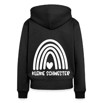 Kleine Schwester - Frauen Premium Bio Zip Hoodie - Schwarz - Hinten - Julia (174cm)