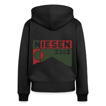Niesen Wandern Treppenlauf Wanderung Thun Souvenir - Frauen Premium Bio Zip Hoodie - Schwarz - Hinten - Julia (174cm)