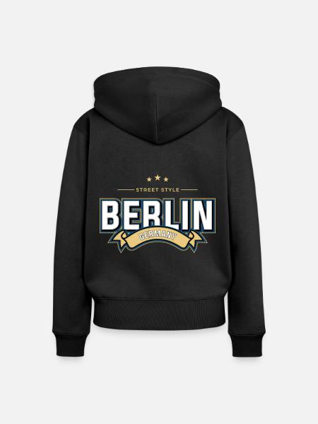 Berlin - Frauen Premium Bio Zip Hoodie - Schwarz