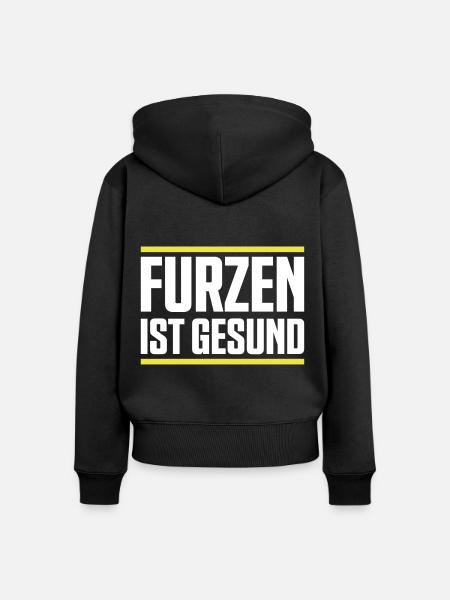 Furzen ist gesund - Frauen Premium Bio Zip Hoodie - Schwarz