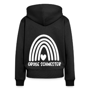 Große Schwester - Frauen Premium Bio Zip Hoodie - Schwarz - Hinten - Julia (174cm)