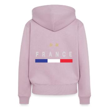 Maillot de football France Drapeau français - Sweat à capuche zippé Premium bio Femme - rose poudré - Dos - Julia (174cm)