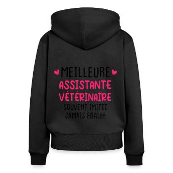 Souvent Imitée Meilleure Assistante Vétérinair - Sweat à capuche zippé Premium bio Femme - noir - Dos - Julia (174cm)