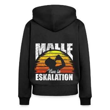 Malle Mallorca Viva la Eskalation Fun Party Outfit - Frauen Premium Bio Zip Hoodie - Schwarz - Hinten - Julia (174cm)