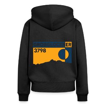 Großglockner Besteigung Bergtour Andenken Souvenir - Frauen Premium Bio Zip Hoodie - Schwarz - Hinten - Julia (174cm)