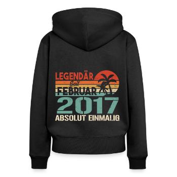 Geburtstagsgeschenk - Jahrgang Februar 2017 - Frauen Premium Bio Zip Hoodie - Schwarz - Hinten - Julia (174cm)