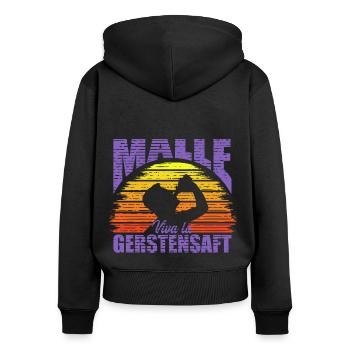 Malle Mallorca Viva la Gerstensaft Party Outfit - Frauen Premium Bio Zip Hoodie - Schwarz - Hinten - Julia (174cm)
