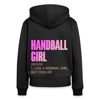 Handball Handball Joueur de handball féminin - Sweat à capuche zippé Premium bio Femme - noir - Dos - Julia (174cm)