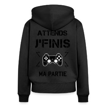 joueur de jeux Vidéo - Sweat à capuche zippé Premium bio Femme - noir - Dos - Julia (174cm)