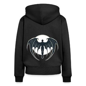 Vampir, Halloween, Mond - Frauen Premium Bio Zip Hoodie - Schwarz - Hinten - Julia (174cm)