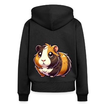 Cochon d’Inde comique - Sweat à capuche zippé Premium bio Femme - noir - Dos - Julia (174cm)