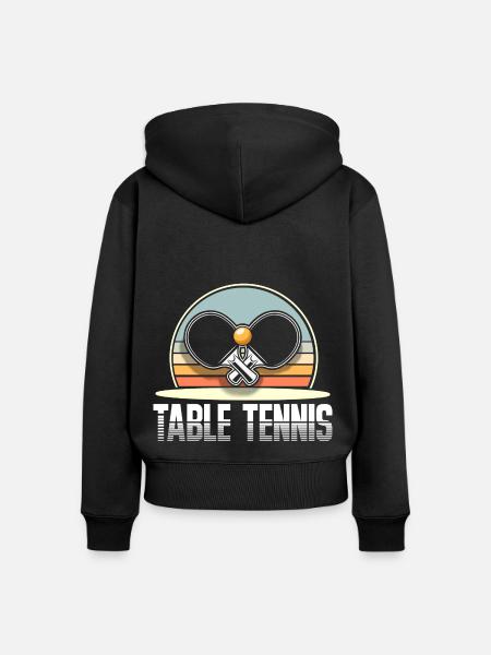 Tischtennis - Frauen Premium Bio Zip Hoodie - Schwarz