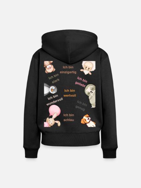 Affirmation Ich bin - Frauen Premium Bio Zip Hoodie - Schwarz