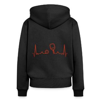 Battement de cœur Pimpleball - Sweat à capuche zippé Premium bio Femme - noir - Dos - Julia (174cm)