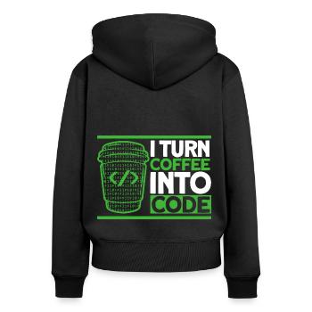 I Turn Coffee Into Code Software-Entwickler - Frauen Premium Bio Zip Hoodie - Schwarz - Hinten - Julia (174cm)