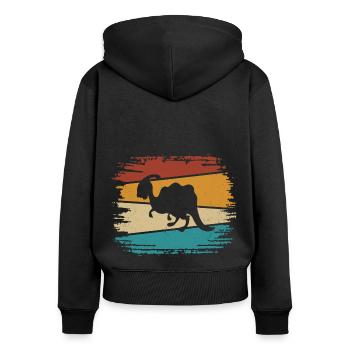 Dino Dinosaures - Sweat à capuche zippé Premium bio Femme - noir - Dos - Julia (174cm)