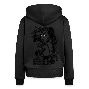 Rose Rockabilly Girl (2) - Women's Premium Organic Zip Hoodie - black - Back - Julia (174cm)