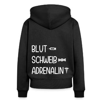 Arzthelferin Adrenalin MFA - Frauen Premium Bio Zip Hoodie - Schwarz - Hinten - Julia (174cm)