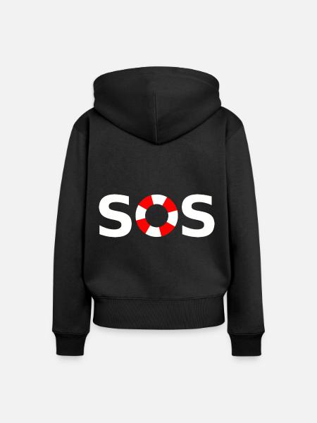 SOS - Frauen Premium Bio Zip Hoodie - Schwarz