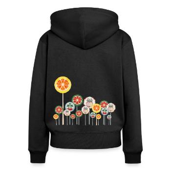 Lolliflower flower meadow - Women's Premium Organic Zip Hoodie - black - Back - Julia (174cm)