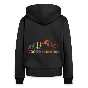 Scooter Evolution - Frauen Premium Bio Zip Hoodie - Schwarz - Hinten - Julia (174cm)