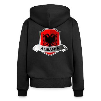 Albanien Doppeladler Adler Shqipëri Shqiperi Cool - Frauen Premium Bio Zip Hoodie - Schwarz - Hinten - Julia (174cm)