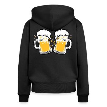 02 Deux mesures de gouttes de bière à griller 3c - Sweat à capuche zippé Premium bio Femme - noir - Dos - Julia (174cm)