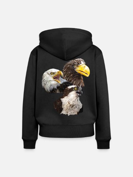 Raubvögel - Frauen Premium Bio Zip Hoodie - Schwarz