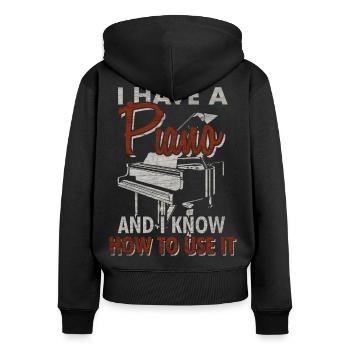 piano - Sweat à capuche zippé Premium bio Femme - noir - Dos - Julia (174cm)