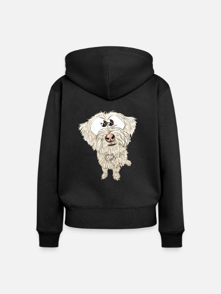 Fouky, der Hirte der Pyrenäen - Frauen Premium Bio Zip Hoodie - Schwarz