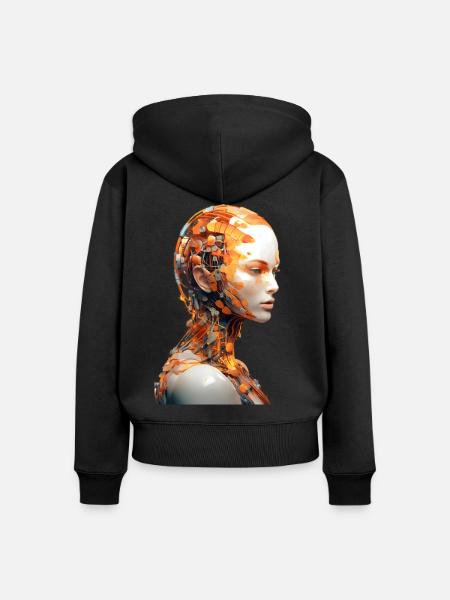 Portrait eines weiblichen Androiden - Frauen Premium Bio Zip Hoodie - Schwarz