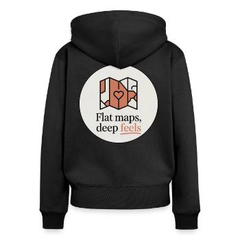 Flache Karten Deep Feels Geografie Kartografie - Frauen Premium Bio Zip Hoodie - Schwarz - Hinten - Julia (174cm)