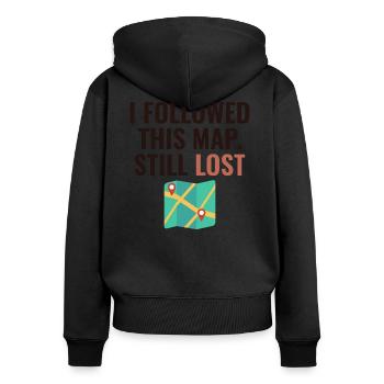 I Followed This Map Still Lost Funny GIS - Women's Premium Organic Zip Hoodie - black - Back - Julia (174cm)