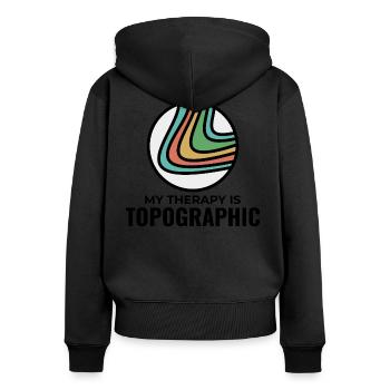 My Therapy Is Topographic GIS Contour Lines Map - Women's Premium Organic Zip Hoodie - black - Back - Julia (174cm)