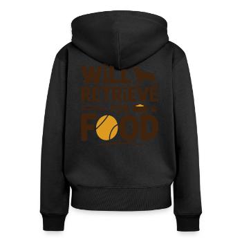 Wird für Futter apportieren Labrador Lustiger Hund - Frauen Premium Bio Zip Hoodie - Schwarz - Hinten - Julia (174cm)