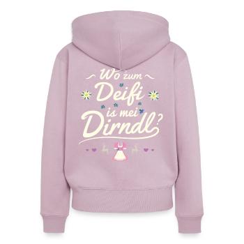 Où deifi est mon cadeau dirndl - Sweat à capuche zippé Premium bio Femme - rose poudré - Dos - Julia (174cm)