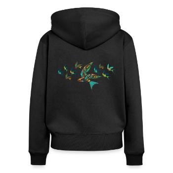 Ornithologue ornithologues ornithologue - Sweat à capuche zippé Premium bio Femme - noir - Dos - Julia (174cm)
