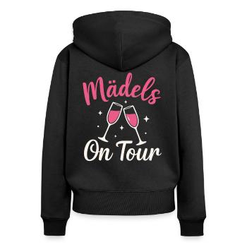 Filles En Tournée, Coupes à , Design de Fête - Sweat à capuche zippé Premium bio Femme - noir - Dos - Julia (174cm)
