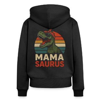 Mamasaurus Dino Mama Design - Frauen Premium Bio Zip Hoodie - Schwarz - Hinten - Julia (174cm)
