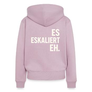 De toute façon, la situation s’intensifie – une chemise à slogan pour chaque occasion - Sweat à capuche zippé Premium bio Femme - rose poudré - Dos - Julia (174cm)