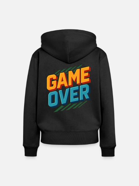 Game Over – Retro Gamer Design - Frauen Premium Bio Zip Hoodie - Schwarz