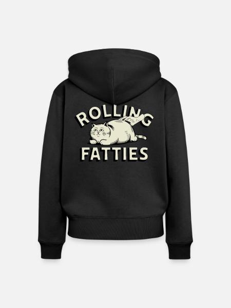 Rolling Fatties Katze Humor - Frauen Premium Bio Zip Hoodie -